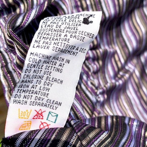 Purple striped long sleeve button top with ruching New! - Picture 14 of 16